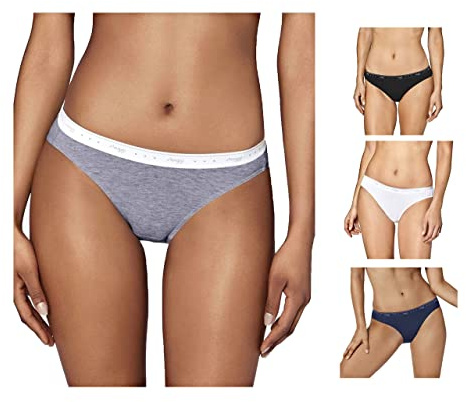 Sloggi 4-6-8 Pezzi Slip Donna in Cotone 100 Mini Vita Bassa Mutandine (44, 6 Pezzi 4 Neri+2blu)