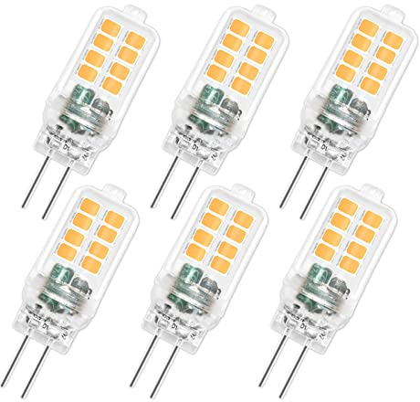 SCNNC Stiftsockelampe G4 LED 12V 3W, Nicht Dimmbar, 16 SMD 300LM Warmweiß 3000K, Ersetzt 25W Halogenlampen, Leuchtmittel Stiftsockell LED G4 für Kronleuchter, Deckenleuchten, 6 Stück