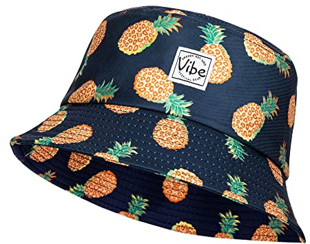 Vibe Festival Gear Bucket Hat Unisex for Men Women Fashion Fishing Hat Cute Fisherman Cap (Pineapple)