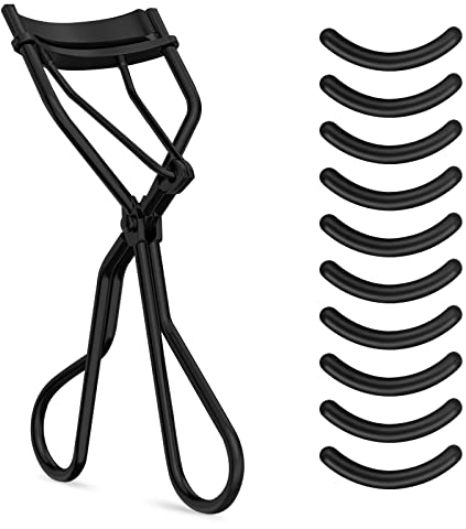 Sibba Eyelash Curlers with 10 Refill Silicone Pads, Rose Golden Eyelashes Curler for Women, Lash Curler Easy to Curl Eyelashes Naturally and Fits All Eye Shapes (Black)