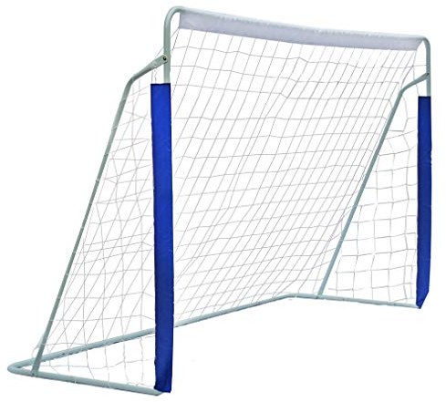 FUNJEPE Porta da calcio portatile da 2,4 m, in acciaio, per attività all'aperto, giardino, allenamento, con rete da calcio antimuffa e borsa per il trasporto