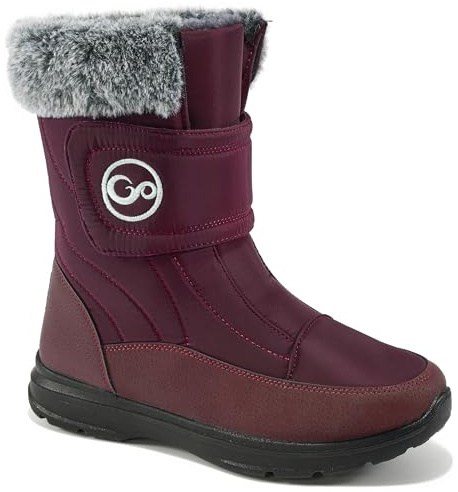 Almusen Snow Boots for Womens Winter Shoes: Warm Fur Lining Mid Calf Boots Women Anti Slip Waterproof Hook Loop Comfortable Outdoor Boot