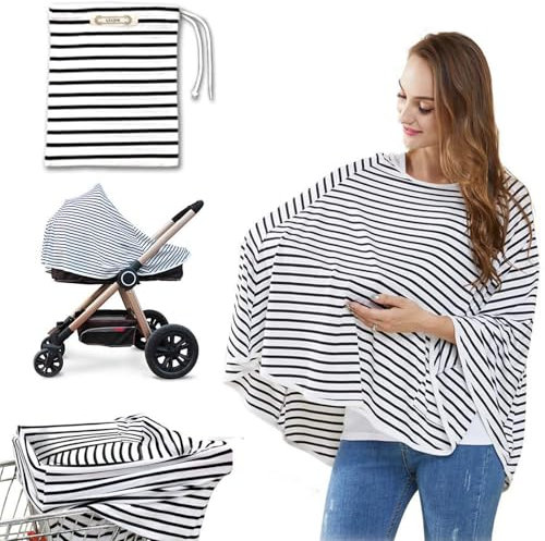 Stilltuch für Unterwegs, Stillschal, Nursing Cover, Stillschürze, Atmungsaktive Warenkorb Swaddle Decke Pflegeabdeckung, Kinderwagen Sonnenschutz, Bezug für Babyschale