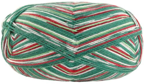 MEILENWEIT Merino 4-fach 100g CHRISTMAS 6791 - Hellrot/Rot/Dunkel-/Hellgrün/Weiß/Türkis