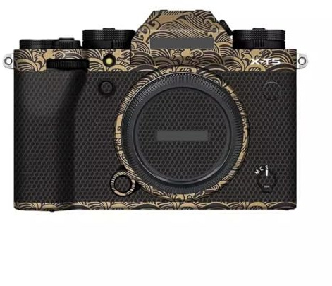 Anti-Scratch Camera Cover Skin Sticker for Fujifilm X-T5 Mirrorless Digital Camera Body Protector Vinyl Film Decals for Fuji XT5 (Wave Gold)