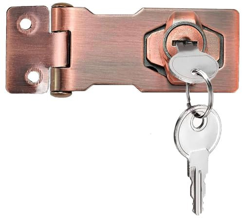 Litensh Cerradura con llave con llave, perilla giratoria, pestillo de seguridad para puerta de armario, cerradura de puerta de 3 pulgadas para bloquear buzones de muebles (bronce rojo, 3 pulgadas)
