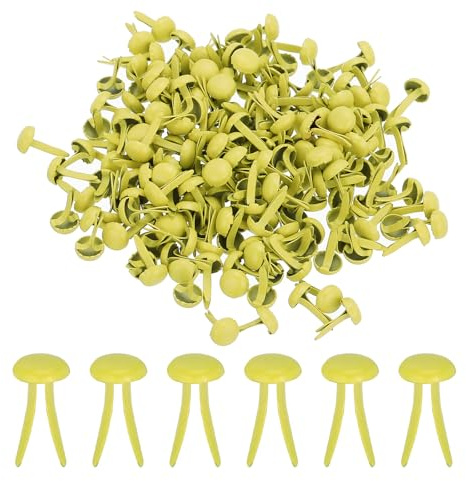 PATIKIL 1000Pcs Paper Brass Fasteners Split Pins Pastel, Yellow 4.5x8mm | Metal Brads Round Head Plated Fastener for Craft Art Scrapbooking DIY Supplies