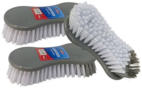 Best House | Plastic Scrubbing Brush | Easy to Grip | Gray | Heavy Duty with Stiff Bristles |Cleaning and Scrubbing Brush for Indoor & Outdoor, Bathroom, Kitchen, Carpet and Floor - (Pack of 3)