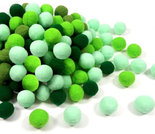 TOAOB 200 Piezas Pompones Esponjosos Verde Temático 20 mm Bolas de Alta Elasticidad para Decoraciones Bricolaje Suministros de Costura Creativos Guirnaldas y Flecos Proyectos Artesanías