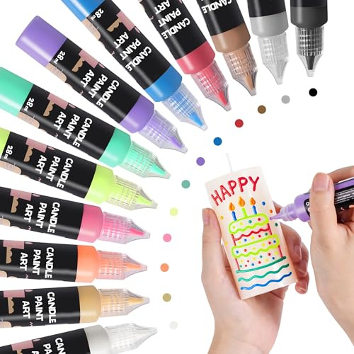 DazSpirit Bâtonnets de bougie 12 pièces, à 28 ml, bâtons de cire pour bougies, kit de peinture de bougies, idéal pour la décoration, la personnalisation et la customisation