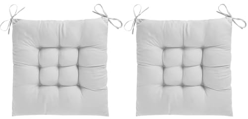 AOSCTELF Seat Pads for Dining Chairs Set of 2, Comfortable 38 x 38cm Chair Cushions with Ties, Dinning Chair Cushions Pad for Dinning Room Kitchen Garden Office Patio - Grey