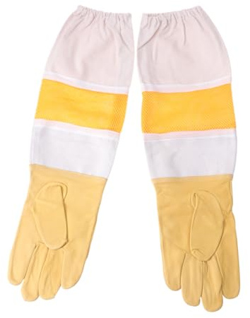 DIYEAH Guantes Antipicaduras De Apicultor Transpirables y Ventilados Equipo Apícola Para Proteccion Apicultura Color Dorado Talla Xxl