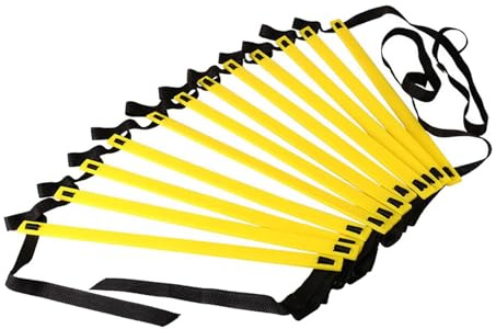 lopituwe Échelle d'agilité, de Coordination et de Vitesse pour Rugby, Volley-Ball, Sports Plein air, 2 m, 4 Sections, Jaune Noir, 4m 8 Sections