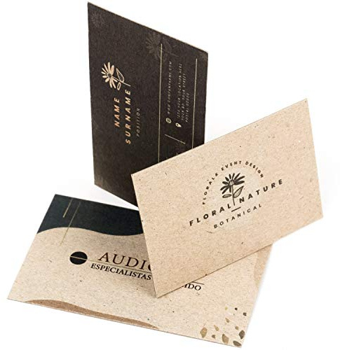 250 Tarjetas de visita personalizadas impresas doble cara, premium, cartón reciclado grueso 450 g, papel kraft premium, vintage y originales, 55x85 mm