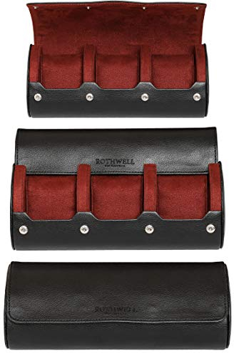 ROTHWELL Custodia da viaggio porta orologi per 3 orologi | Robusta protezione portatile, adatta a tutti gli orologi da polso e smartwatch fino a 50 mm (nero/rosso)