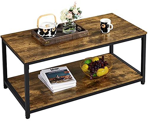 Yaheetech Coffee Table Industrial Side Table Living Room Table with Metal Frame for Home Office, 100x50x45cm