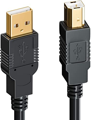 deleyCON 20m Aktives USB Druckerkabel Scannerkabel Datenkabel USB 2.0 A-Stecker zu B-Stecker für Drucker Scanner Fax Multifunktionsdrucker Printer - Schwarz
