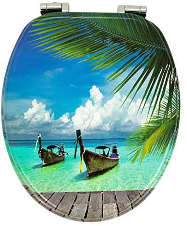 OGOMONDO Sedile Wc Copri Water Universale Frizionato Colorato Fantasia MDF Chiusura Rallentata