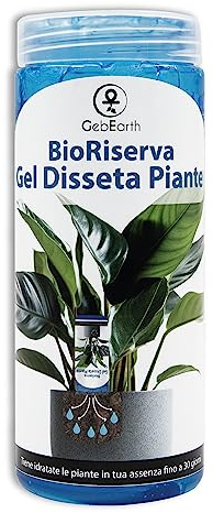 GebEarth® | Gel Bioriserva DissetaPiante | Acqua Gel per Piante | Idratazione Fino a 30 Giorni | Adatto a Tutte Le Piante da Interno ed Esterno | Facile da Usare | 300 ml