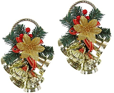 Hängende Wanddeko mit Tanne Poinsettia Glocken Weihnachtsglocke Weihnachtsdeko Türdeko Tür Wand Hänger Kranz Kränze Wandhänger Türkranz Weihnachtskranz Deko Girlande Wanddekoration Dekoration