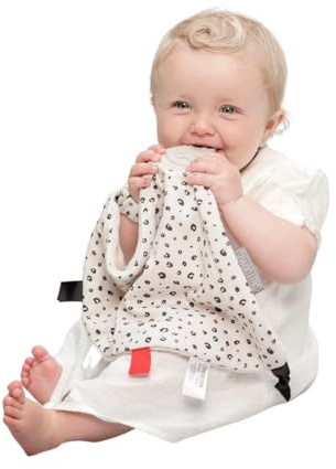 Cheeky Chompers Soft Baby Comforter | 4 in 1 Comfortchew | Baby Teething Aid & Sensory Toy | Silicone Teething Section | Soothing + Comforting | Leopard Spot