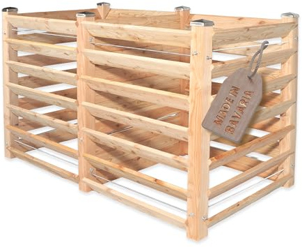 Gartenwelt Riegelsberger Moderner Komposter Duo ca. 120x233 cm Höhe 100 cm aus Lärchenholz Massivholz Steckkomposter Kompostsilo Holz Stecksystem