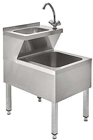 GastroHero Handwaschbecken mit Ausgussbecken und Mischbatterie I Handwaschbecken Gastro für Gastronomie I Spülbecken groß I Waschbecken Edelstahl