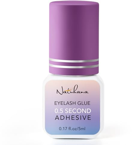 Natuhana Pegamento para Extensione de Pestañas Pelo a Pelo 0.5s Secado Rapido Semipermanente Sin Irritación 5ml Lash Adhesivo,Negro