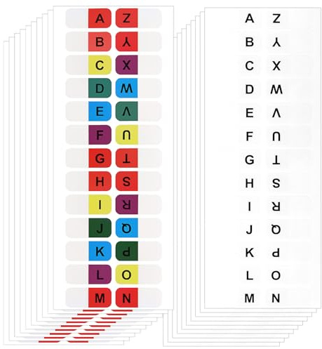 AOZUO 520 Stück A-Z Register, Index Tabs Selbstklebende bunte weiße Buchstabenregister selbstklebende Alphabetische Registerregister kleine Kleberegister Etikettenaufkleber für Büro Notizbuch Lehrbuch