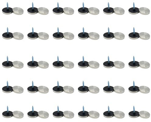 30 Pcs Mirror Screws, Stainless Steel Mirror Nails with 25MM Decorative Cap Covers,Mirror Screws with Washers for Mirrors,Tables,Wardrobes Glass