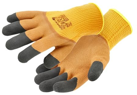 Högert Technik LYCK Schutzhandschuhe, latexbeschichtet, isoliert, orange, Größe 9, hoher Grip und Abriebfestigkeit, ideal für anspruchsvolle Arbeitsumgebungen