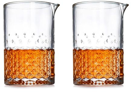 Cocktail Mixing Glass 24oz (750ml) – 2 Pack Professional Stirring Glass with Thick Weighted Bottom & Wide Spout – Perfect for Sazerac, Negroni, Martinez & More