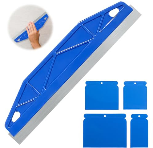 Paint Trim Guard, 12inch Schneiden in Tools für Malerei mit einem vierteiligen Paint Guard, Edelstahl Farbe Schild Schneiden in Tool für Farbe verschmieren Reparatur Wallpaper (Blue）