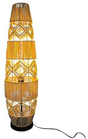 LUVODI Woven Rattan Floor Lamp: 93cm Tall Hand-Woven Free Standing Floor Lamp Night Light with Led Light Bar, Corner Floor Lamp for Reading, Living Room, Tea Room