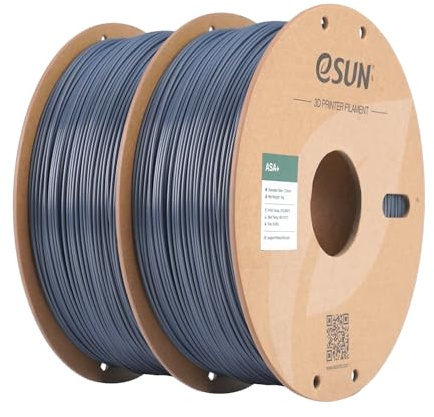 eSUN ASA+ Filament 1.75mm, witterungsbeständig, 1KG (2.2 LBS) pro Spule, 2 Rollen Druckmaterial für 3D-Drucker, Grau-2KG