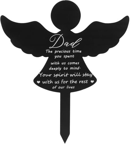 BESPORTBLE Lapide Acrilica Con Angelo Nero Festa Del Papà Palo Per Tomba