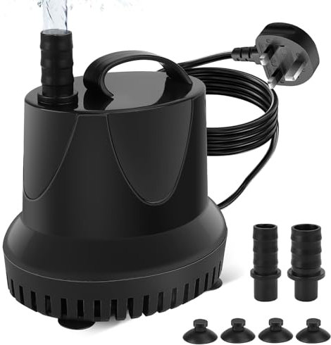 YOTINO Submersible Water Pump 1800L/H, 25W Ultra-Quiet Fountain & Aquarium Pump – 1.8m (5.9ft) Lift, Includes 2 Nozzles & 4.6ft Power Cord for Fish Tanks, Aquariums, and Ponds