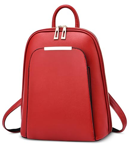 DORRISO Mochilas Mujer Bolso Mochila Viaje Bandolera Impermeable Ligero Bolso Mujeres Elegante Bolsillos Múltiples PU Cuero para Vacaciones Fiesta Compras Viaje Casual Ocio Rojo