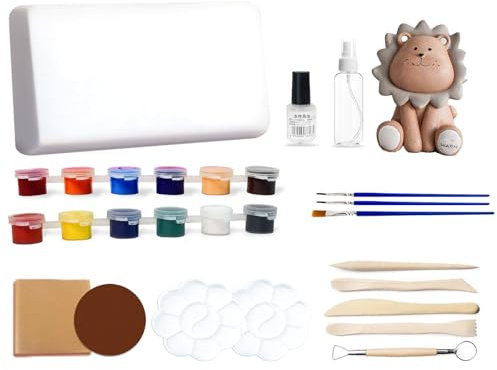 Brmeday TonTöpferset für Anfänger für Zuhause, 19-teiliges DIY Set für Erwachsene, Mehrzweck Lufttrocknendem Ton Kreativ Set für Erwachsene (Anfänger)