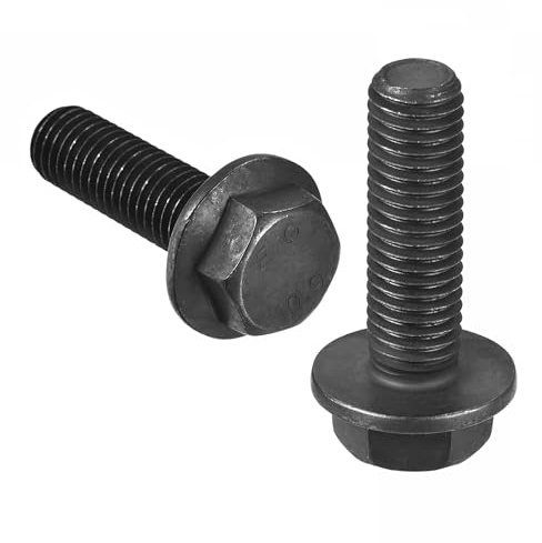 TA-VIGOR 6Pcs M12 x 40mm Hex Flange Bolts, 10.9 Grade Carbon Steel Hex Head Screws, Flanged Hexagon Bolts for Construction, Machine Tools, and DIY Projects Black