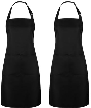 FuYelng 2 stycken matlagningsförkläde vattentätt och oljebeständigt 65 × 80 cm, förkläde justerbart med 2 fickor matlagningsförkläde för kvinnor köksförkläden unisex, för bakning målning trädgård kök