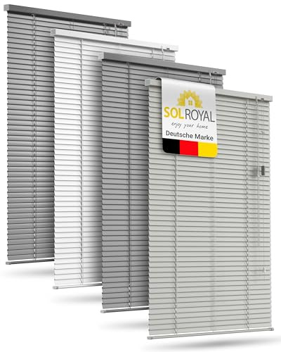 Sol Royal Tende veneziane in alluminio senza forature 80x130 cm incl. supporto a morsetto – Tenda veneziana in alluminio per finestre interne larghezza 80 cm, lamelle 25 mm – Grigio chiaro opaco – JA2