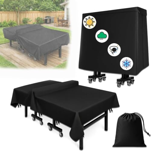 Funda Mesa Ping Pong Exterior 9 × 5 FT de Oxford 600D, Negra