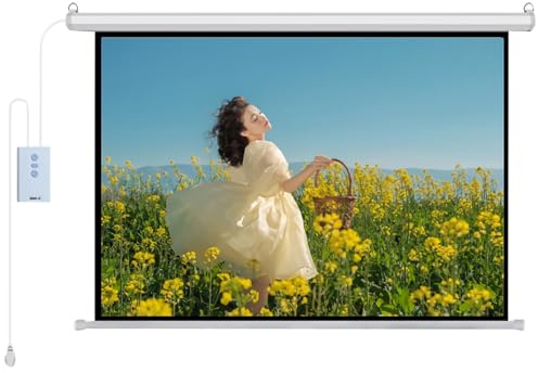 Pantalla de Proyección Motorizada con Mando a Distancia, Pantalla de Proyección Eléctrica Automática de 60 Pulgadas, Pantalla de Cine 4K HD para Cine en Casa,Oficina(4:3)
