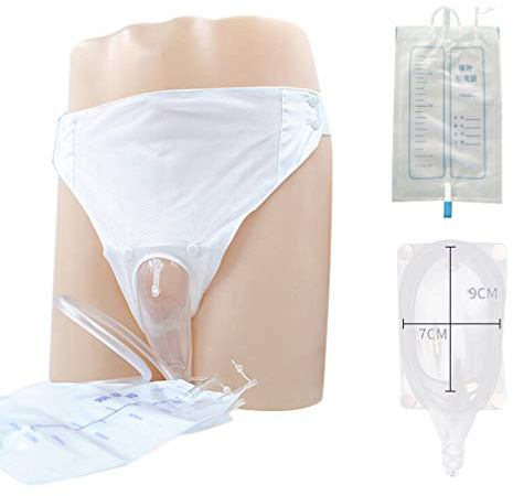 Tragbare Urinbeutel Urinal, Wiederverwendbare Männer/Frauen/Alte Mann Atmungsaktive Unterhose Silikon Auslaufsicher Urinal System, Urin Drainage Taschen Für Harninkontinenz,Ms