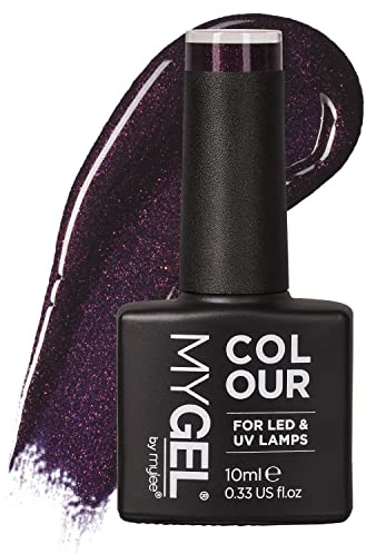 Mylee Gel Nail Polish 10ml [Deep purple ] UV/LED Soak-Off Nail Art Manicure Pedicure for Professional, Salon & Home Use [Fine Glitters Range] - Long Lasting & Easy to Apply