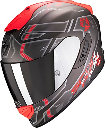 Scorpion Motorradhelm EXO-1400 AIR SPATIUM Matt Silver-Red, Schwarz/Rot, XL Nc
