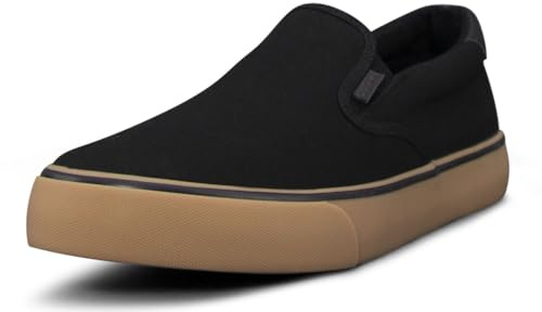 Lugz | Clipper Casual Sneakers for Men | Slip On Shoes for Men | Everyday Men Footwear, Black/Gum/Black, 11
