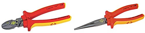C.K T39071-3180 Redline VDE Combicutter3MAX 180mm & C.K 39076 Snipe Nose Pliers, 200 mm - 8, 431014