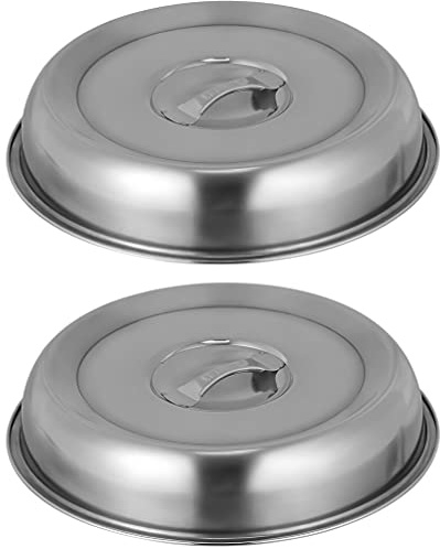 Kichvoe Stainless Steel Food Cover 10.2 Inch Round Vegetable Dome Lid Heat Retention Cooking Cover for Indoor Outdoor Grilling and Serving
